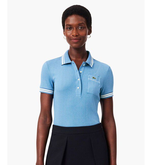 LACOSTE「フランスメイド ナローリブニット スリムフィットポロシャツ」|ポロシャツ|