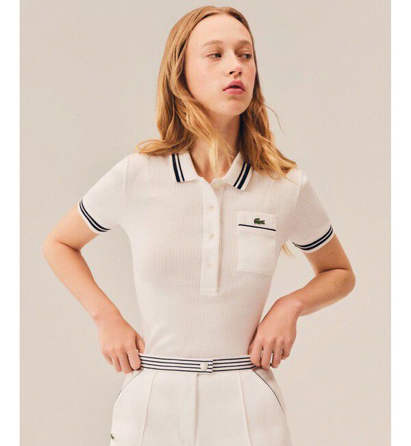 LACOSTE「フランスメイド ナローリブニット スリムフィットポロシャツ」|ポロシャツ|