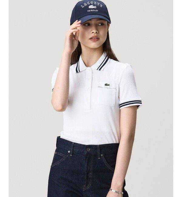 LACOSTE「フランスメイド ナローリブニット スリムフィットポロシャツ」|ポロシャツ|