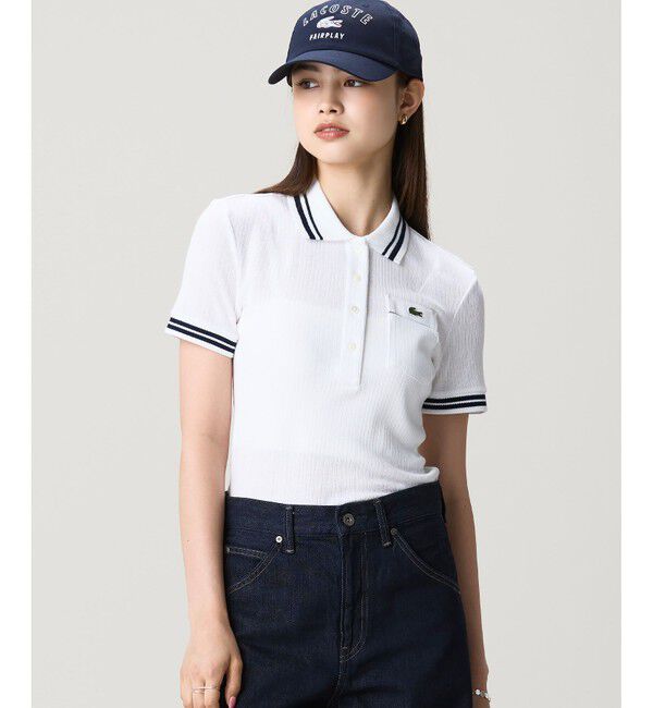 LACOSTE「フランスメイド ナローリブニット スリムフィットポロシャツ」|ポロシャツ|