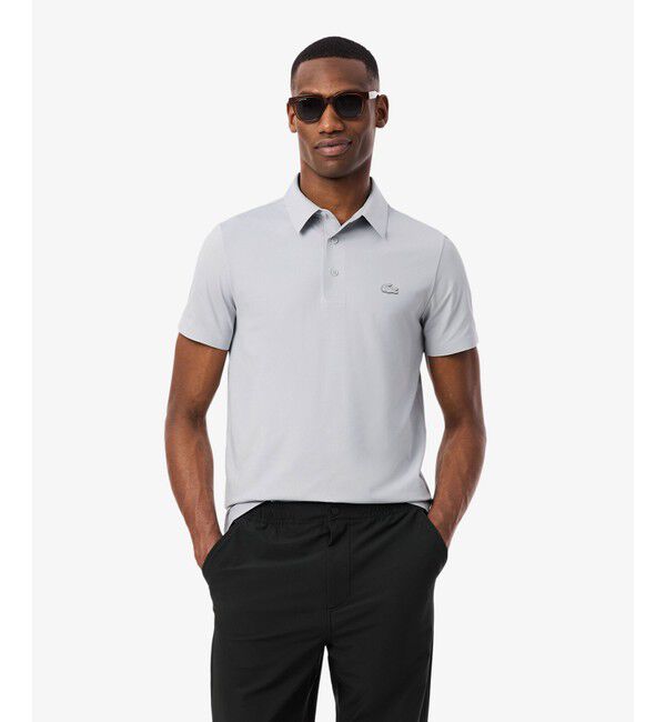 LACOSTE「UPF50+ UVカット ミニマルテックポロシャツ」|ポロシャツ|ライトグレー