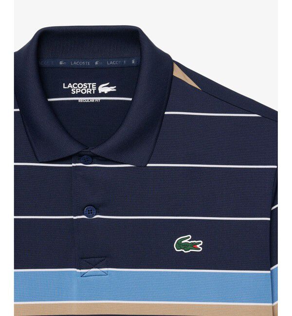 LACOSTE「ウルトラドライ パネル配色ボーダーゴルフポロシャツ」|ポロシャツ|