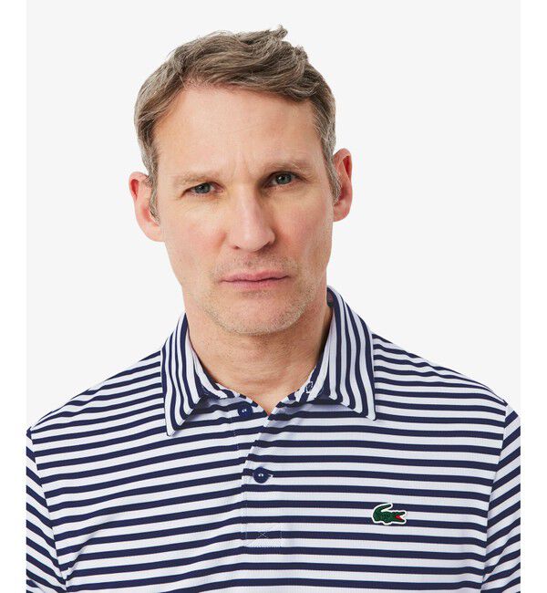 LACOSTE「ウルトラドライ ボーダーゴルフポロシャツ」|ポロシャツ|