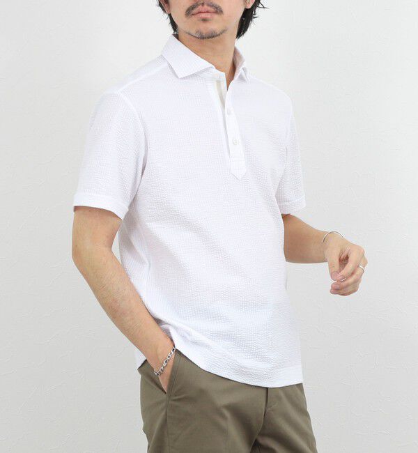 NOLLEY'S goodman「【BECシリーズ】《ビジカジ対応》サッカーテープポロシャツ / ビズポロ /26SS」|ポロシャツ|オフホワイト