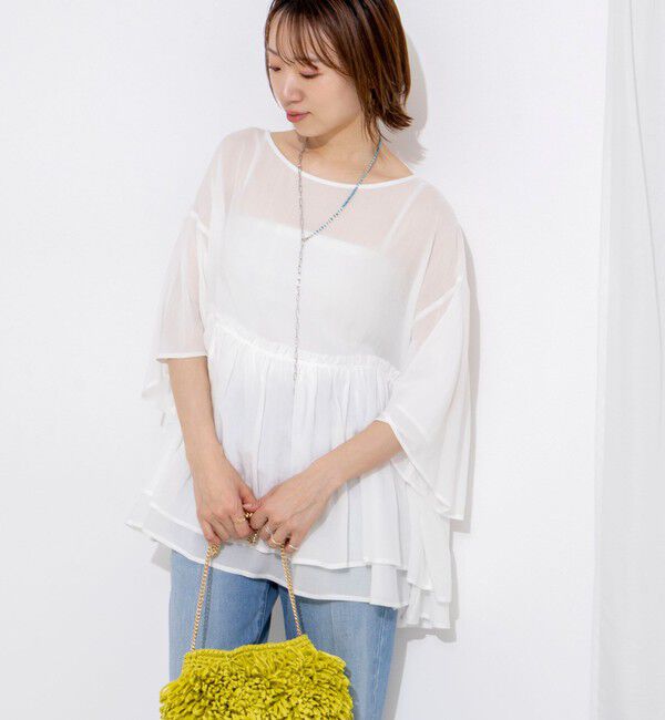 NOLLEY'S「【WEB限定】ダブルギャザーオーバーブラウス」|シャツ・ブラウス|