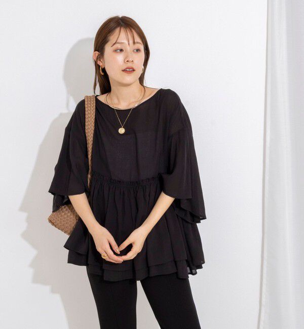 NOLLEY'S「【WEB限定】ダブルギャザーオーバーブラウス」|シャツ・ブラウス|