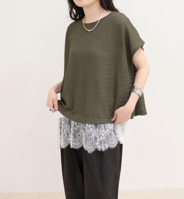 fredy emue「メッシュフレンチプルオーバーカットソー」|Tシャツ・カットソー|カーキ