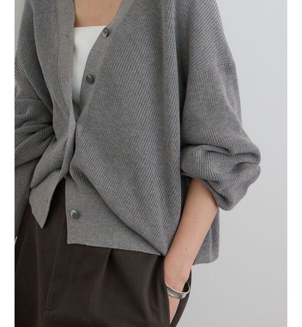 SALON adam et rope'「【WEB限定】コットンシルクネックスリットVネックカーディガン」|カーディガン|