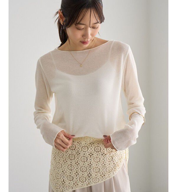 Rope&rsquo;Picnic「ラメシアーリブトップス」|Tシャツ・カットソー|ホワイト(10)