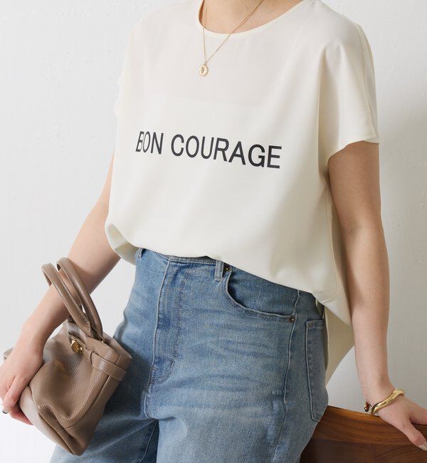  「【秋にも使える／前後２WAY 】ジョーゼットフレンチロゴTシャツ」|Tシャツ・カットソー|