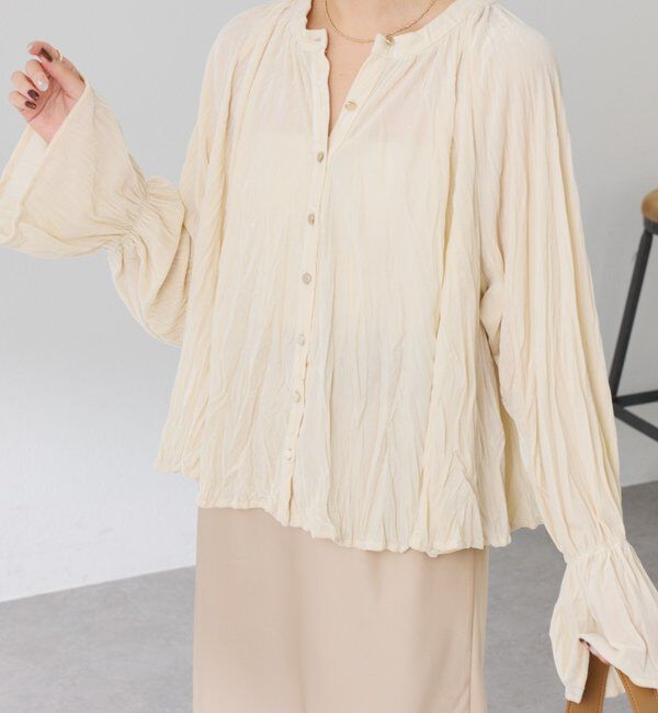  「《前後２WAY／体型カバー》プリーツベロアカットソー」|Tシャツ・カットソー|