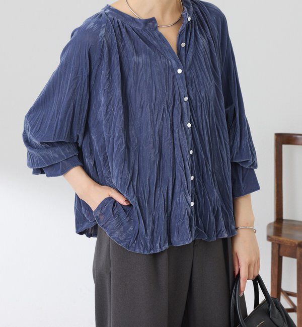  「《前後２WAY／体型カバー》プリーツベロアカットソー」|Tシャツ・カットソー|
