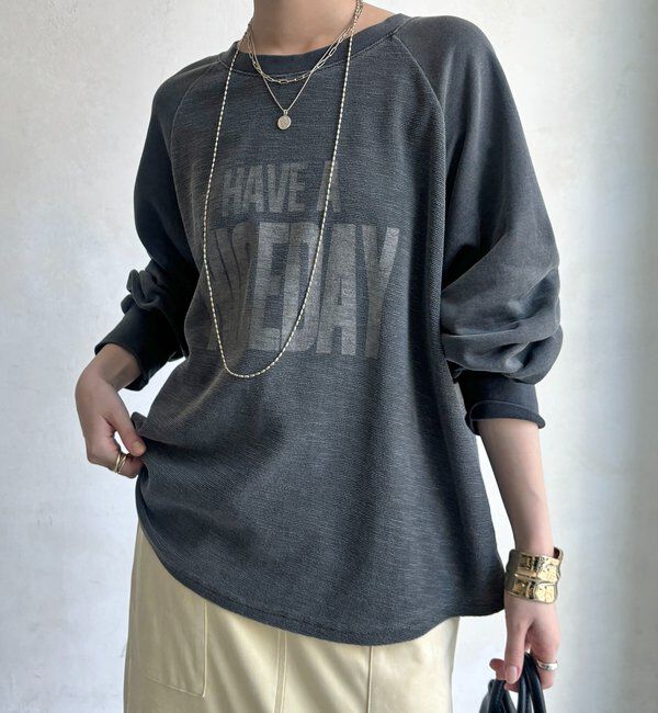  「スラブ天竺ロゴロンTEE」|Tシャツ・カットソー|チャコールグレー