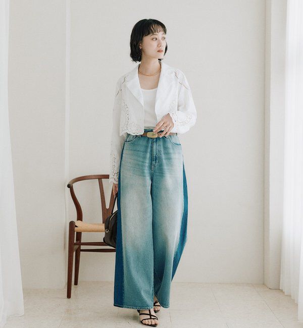 「【繊細なカットワーク刺繍が華やかさを演出】カットワークショートジャケット」|テーラードジャケット|