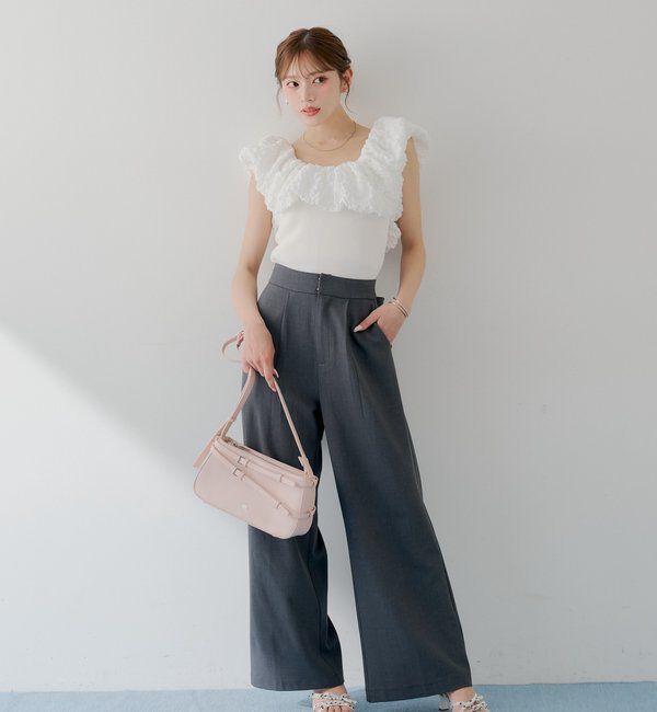  「【SALON by Chico】ジャガードパフスリーブドッキングニット」|ニット・セーター|