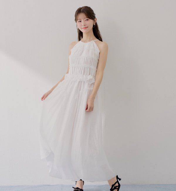  「【SALON  by Chico】ホルターはさみレースロングワンピース」|ワンピース|