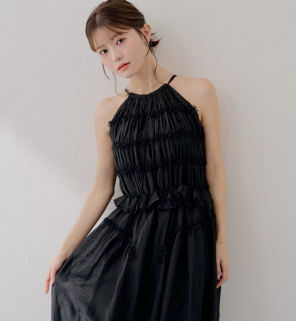  「【SALON  by Chico】ホルターはさみレースロングワンピース」|ワンピース|