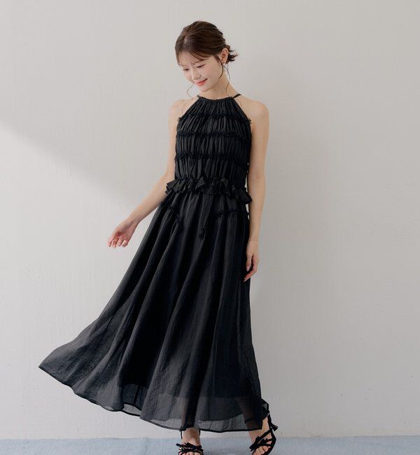  「【SALON  by Chico】ホルターはさみレースロングワンピース」|ワンピース|