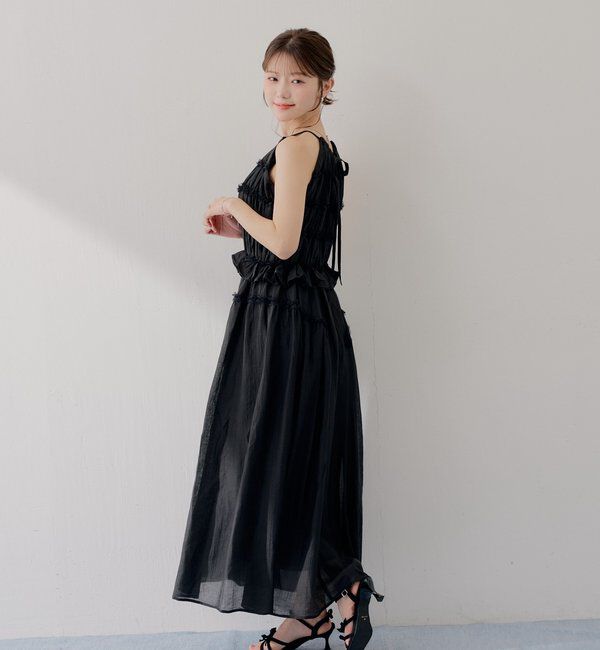  「【SALON  by Chico】ホルターはさみレースロングワンピース」|ワンピース|