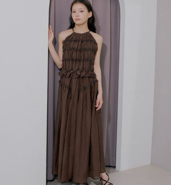  「【SALON  by Chico】ホルターはさみレースロングワンピース」|ワンピース|