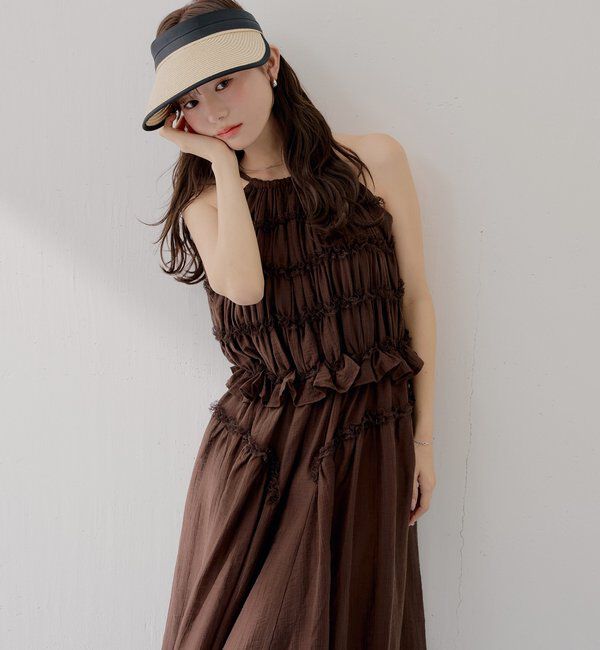  「【SALON  by Chico】ホルターはさみレースロングワンピース」|ワンピース|