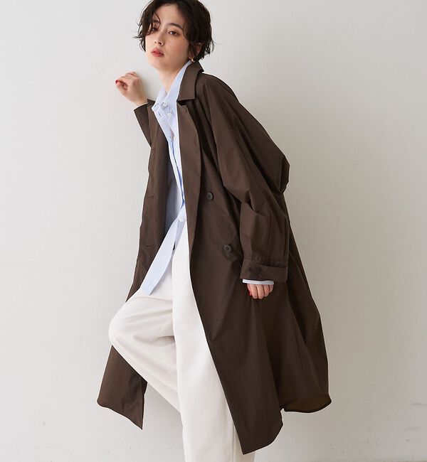 Rouge vif「NEWクリスピー撥水ライトロングコート」|ステンカラーコート|ブラウン