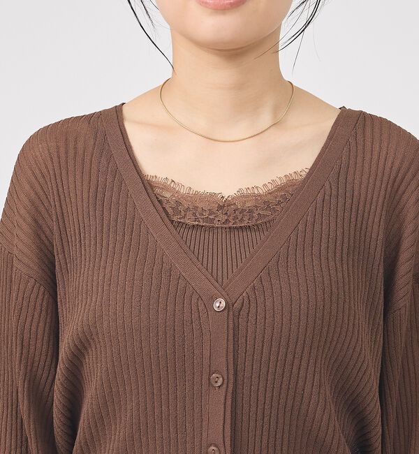 Rouge vif「【一部店舗限定】レースキャミ付きニットアンサンブル/カーディガン/レーストップス」|カーディガン|