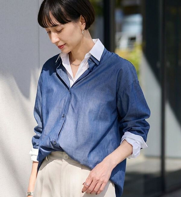 Rouge vif「コットンレイヤーデザインシャツ」|シャツ・ブラウス|ダークネイビー