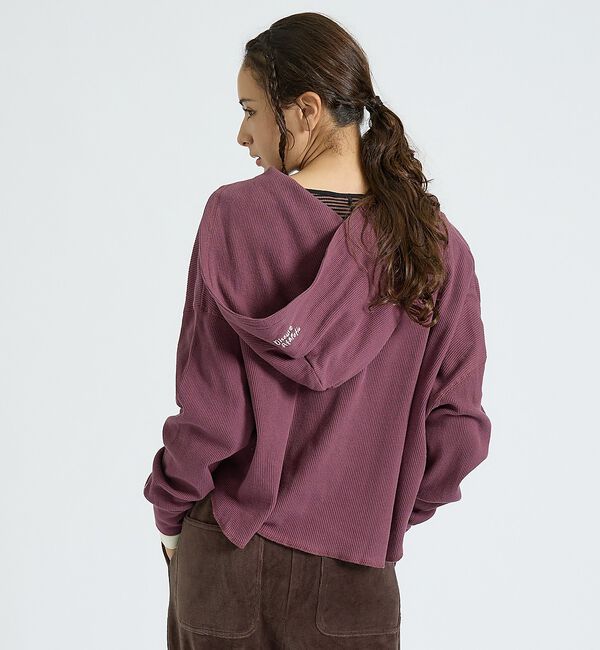 Rouge vif「【DISCUS/ディスカス】ワッフルヘンリーネックフェイクレイヤードフードロンT」|Tシャツ・カットソー|