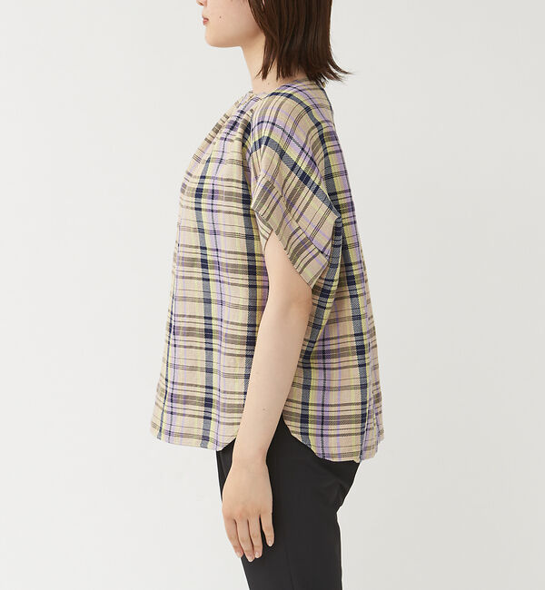 qualite「《セットアップ対応》レーヨンリネンチェックブラウス」|シャツ・ブラウス|