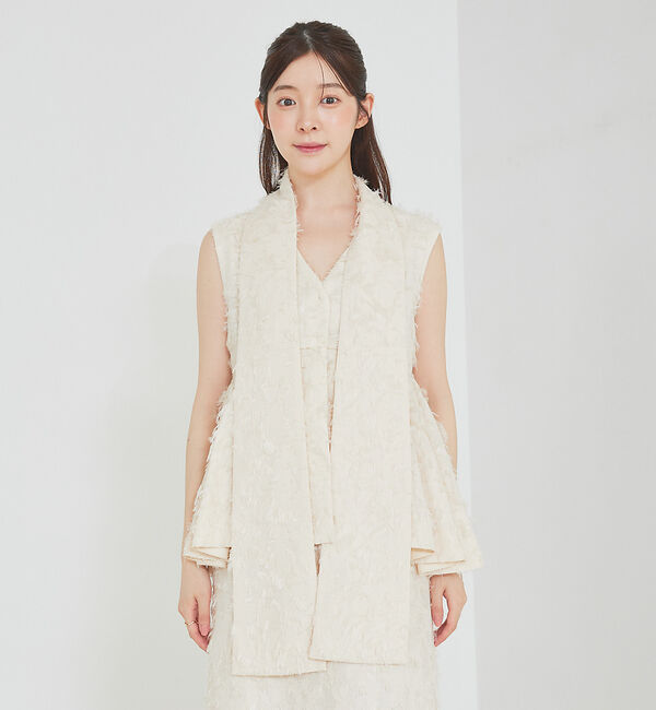 SELFIST「[大好評につき再入荷]タックペプラムジャガードジレ/リボン取り外し可能」|ベスト・ジレ|