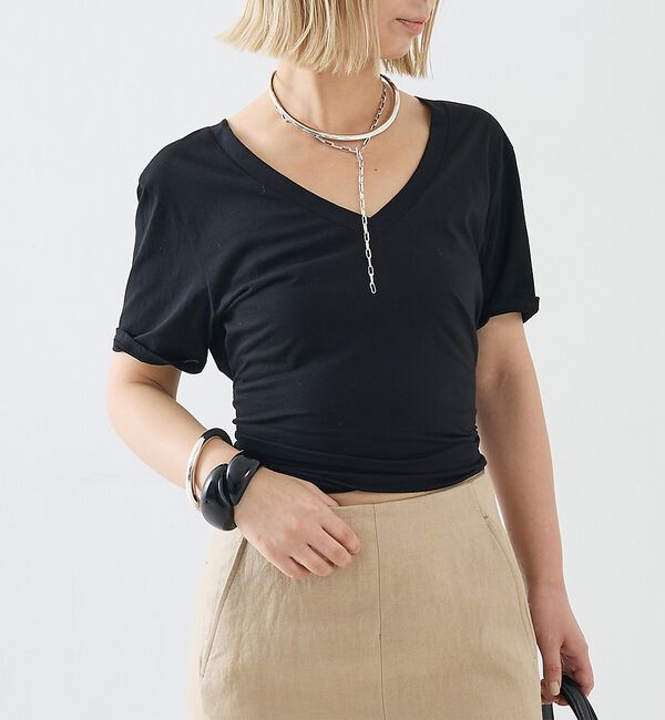 The Store by C' 「【COCUCA】Vネックカットプルオーバー」|Tシャツ・カットソー|ブラック