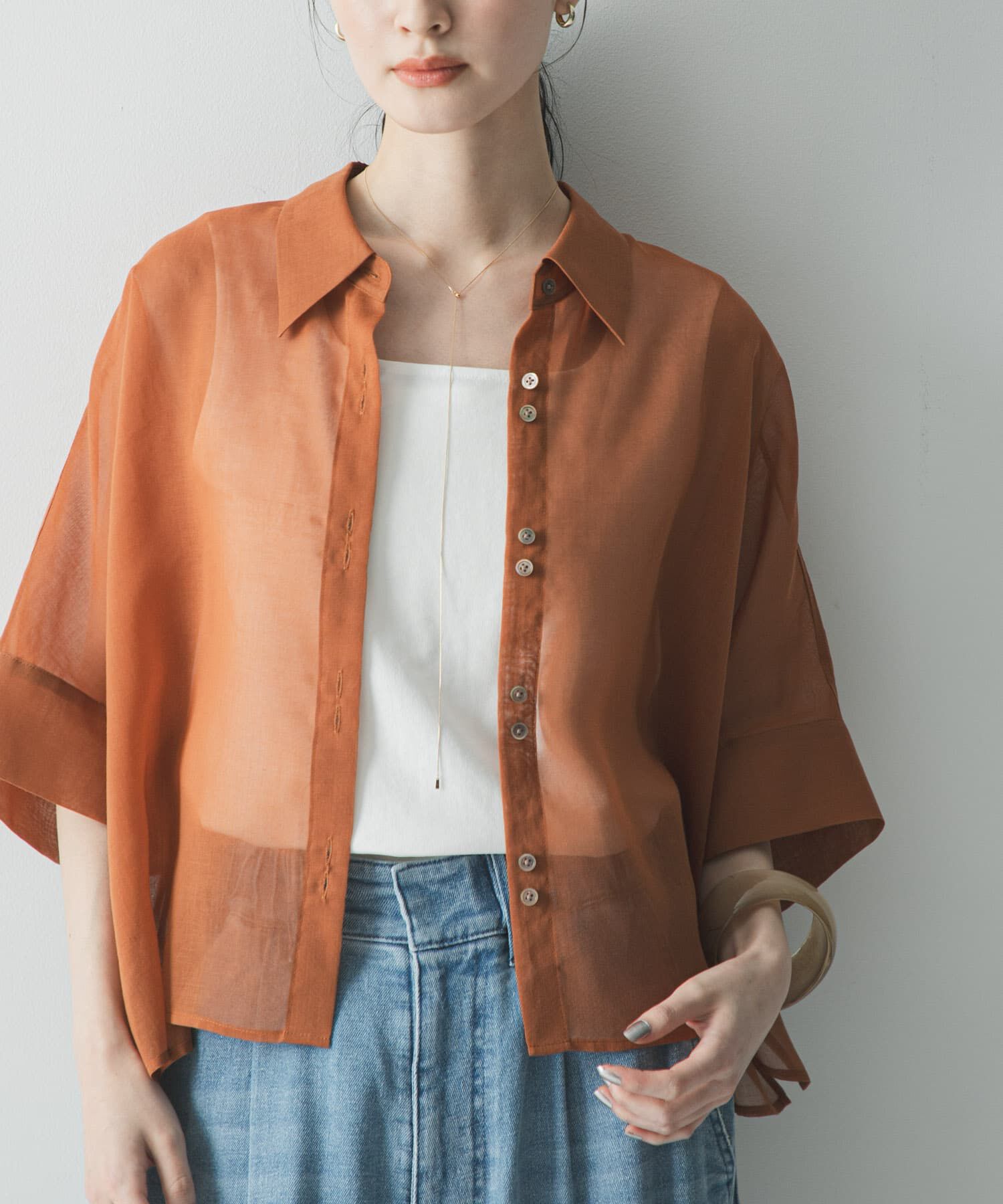 URBAN RESEARCH「ハーフスリーブシアーショートシャツ」|シャツ・ブラウス|