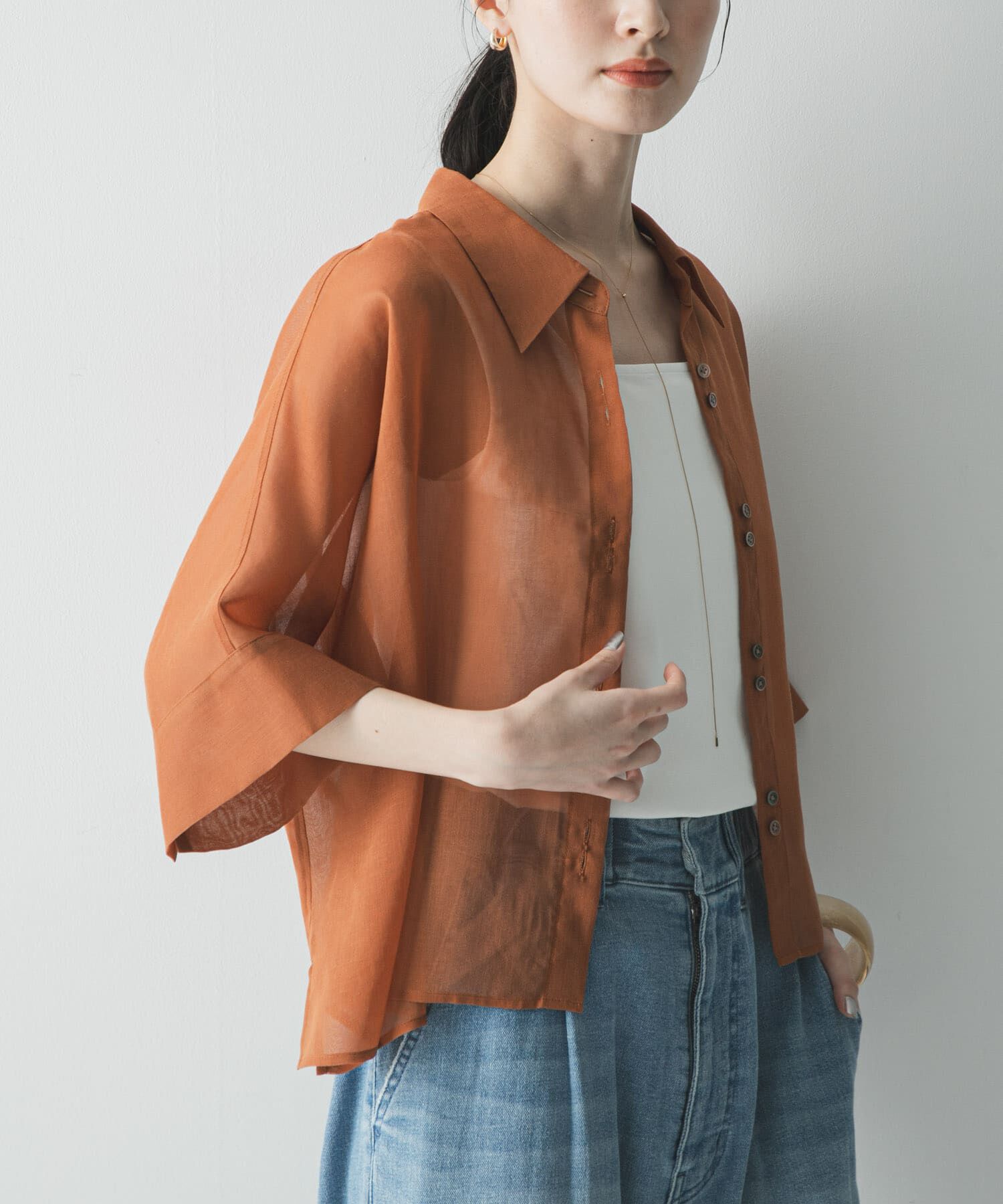 URBAN RESEARCH「ハーフスリーブシアーショートシャツ」|シャツ・ブラウス|