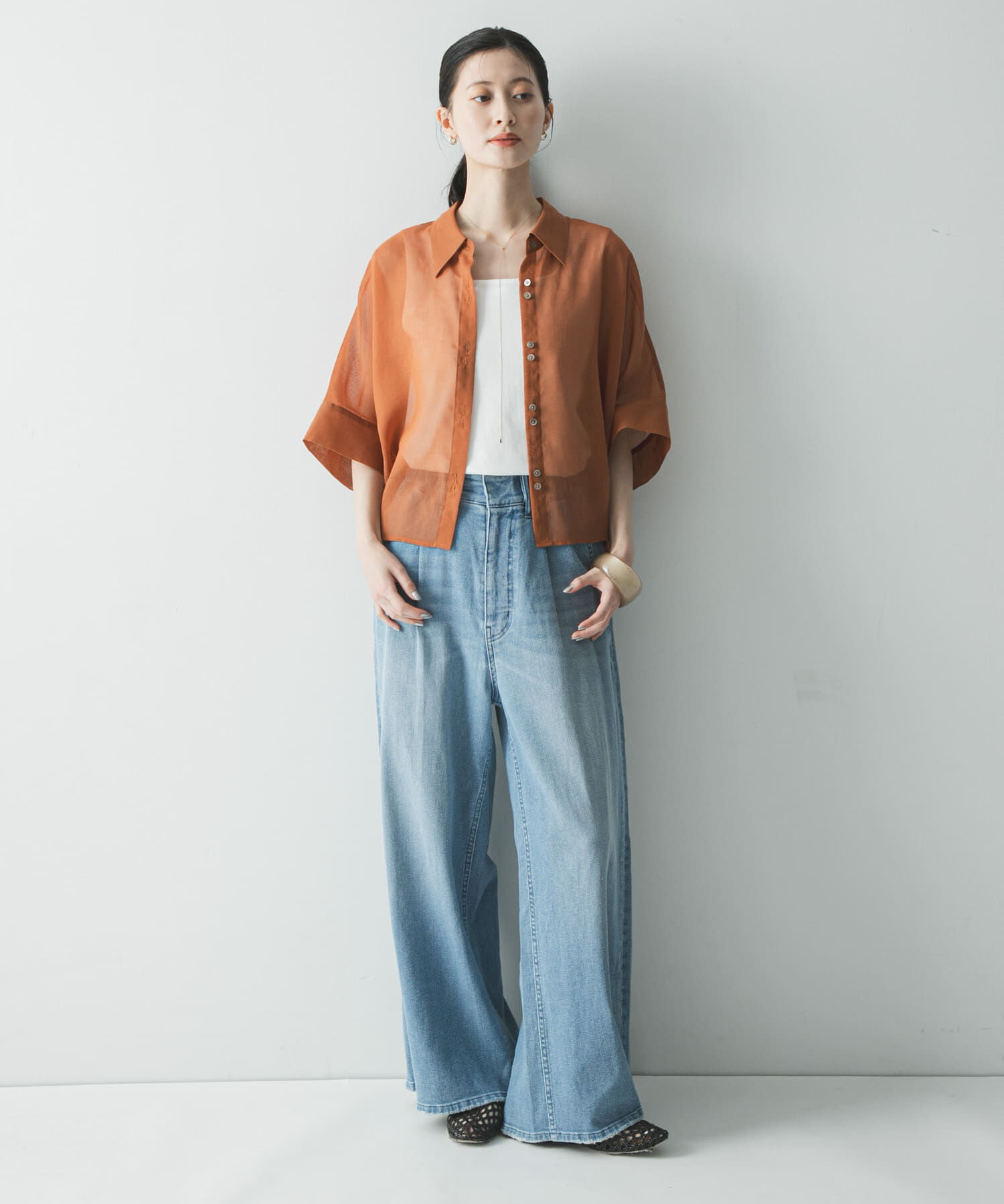 URBAN RESEARCH「ハーフスリーブシアーショートシャツ」|シャツ・ブラウス|