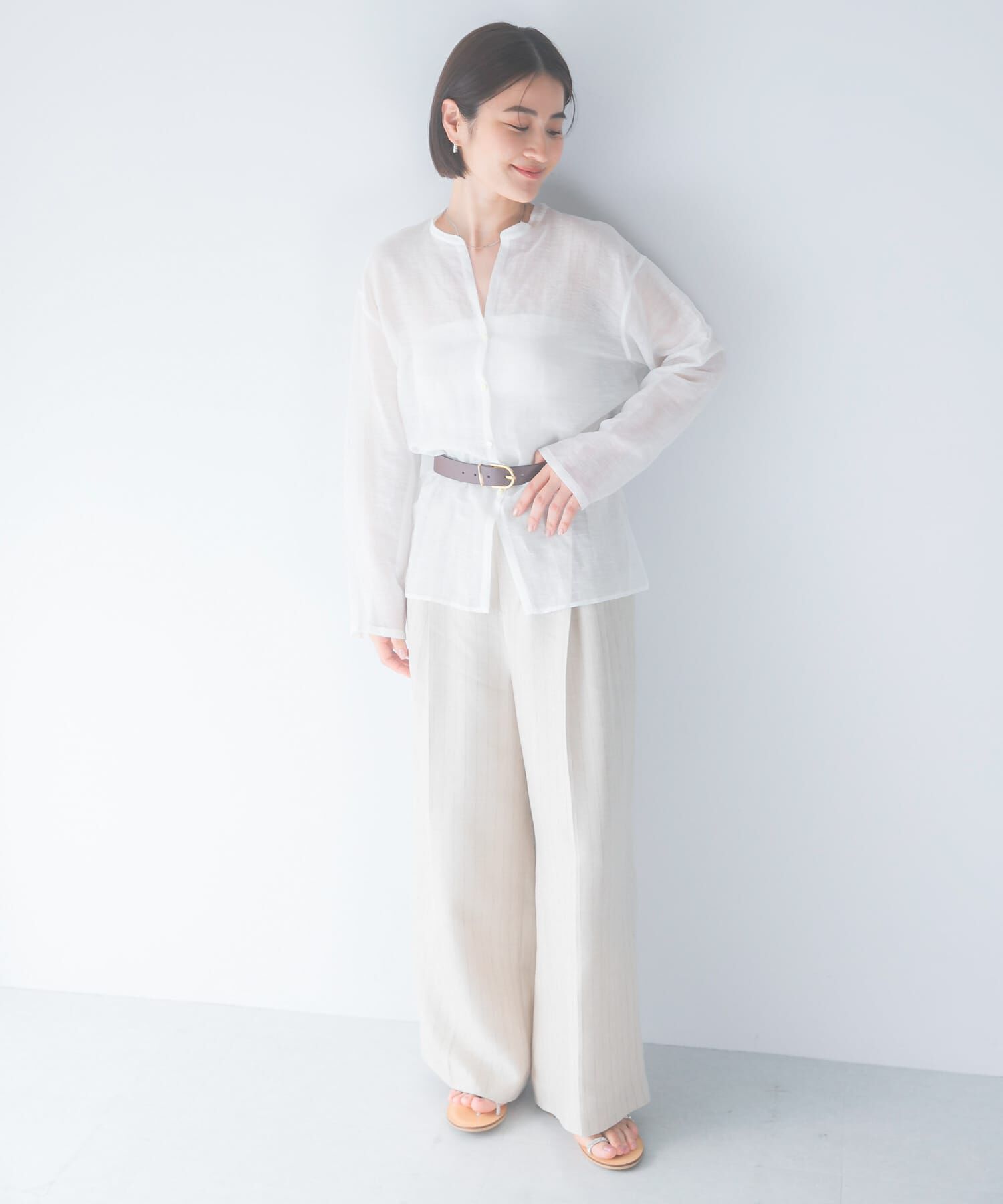 URBAN RESEARCH ROSSO「リネンシアーカールマイヤーブラウス」|シャツ・ブラウス|