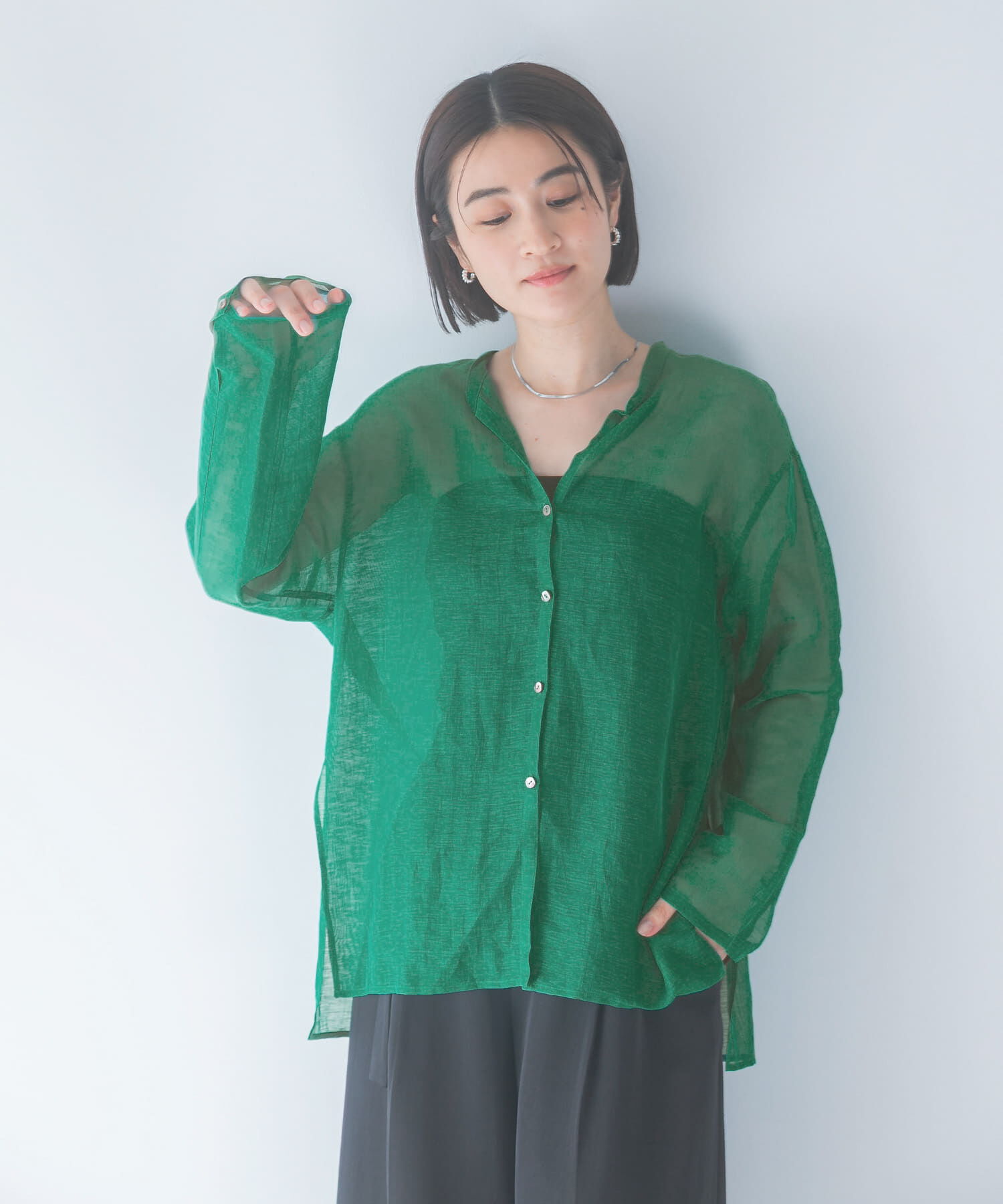 URBAN RESEARCH ROSSO「リネンシアーカールマイヤーブラウス」|シャツ・ブラウス|