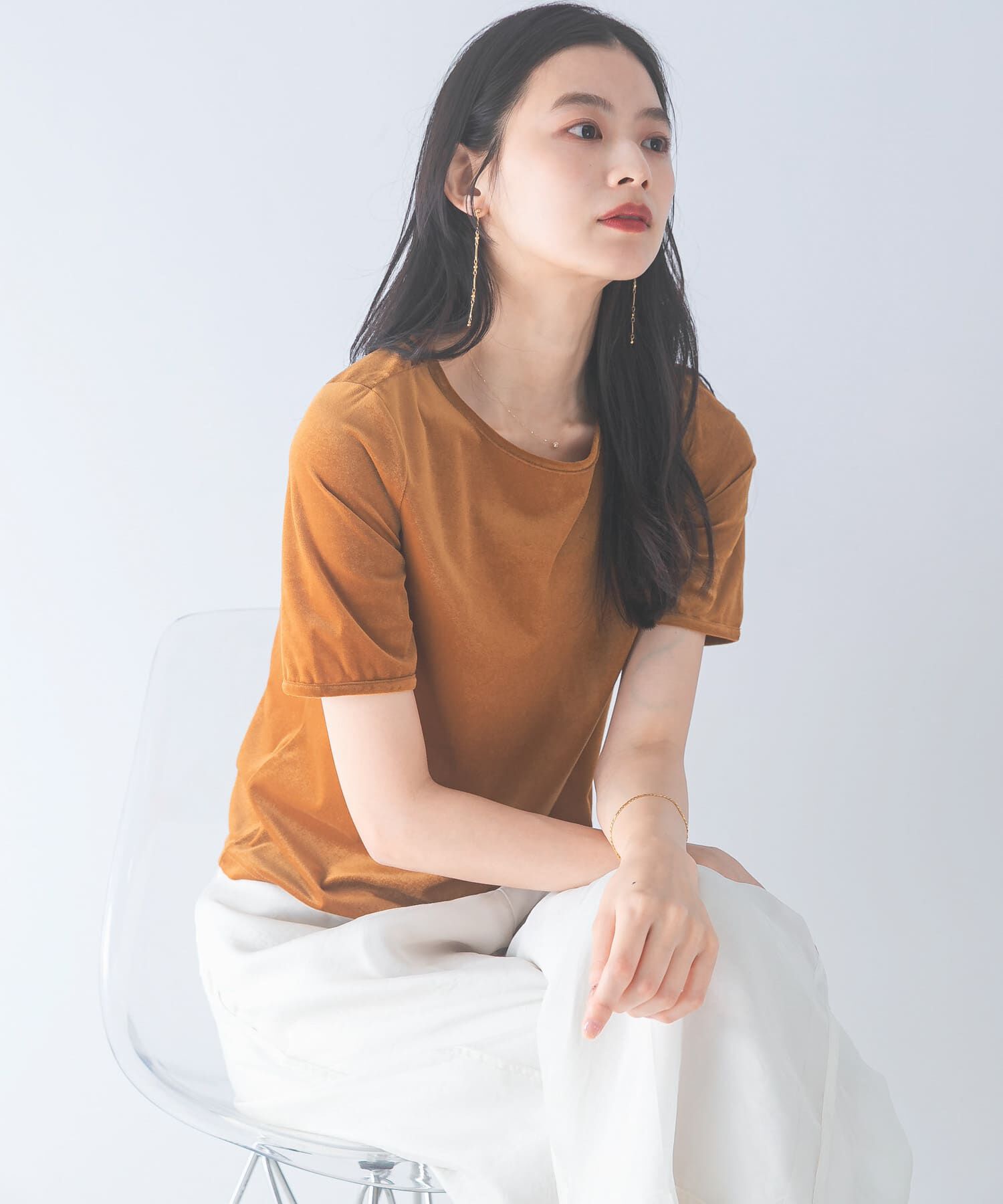 URBAN RESEARCH ROSSO「バックスリットシアーベロアカットソー」|Tシャツ・カットソー|