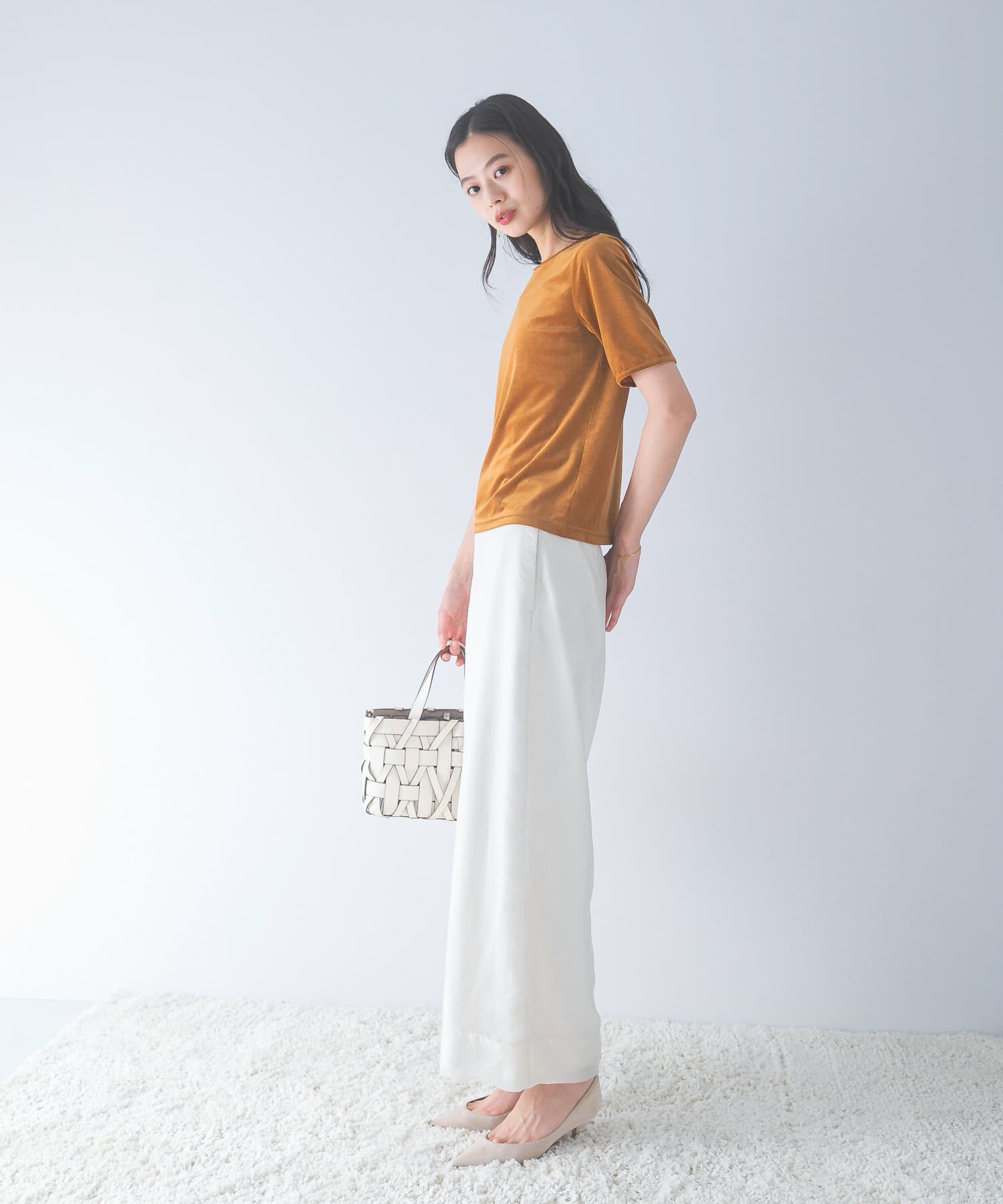 URBAN RESEARCH ROSSO「バックスリットシアーベロアカットソー」|Tシャツ・カットソー|