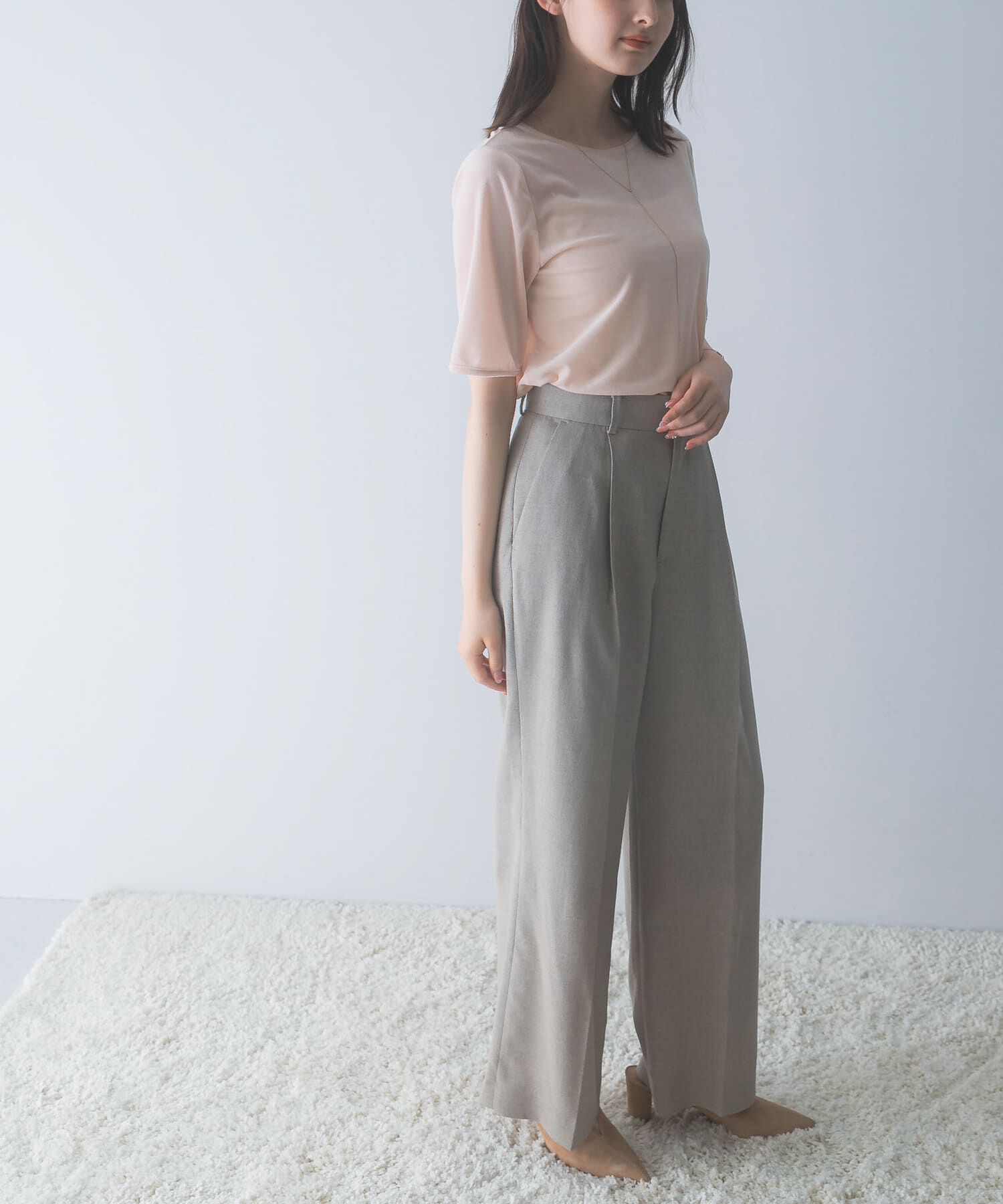URBAN RESEARCH ROSSO「バックスリットシアーベロアカットソー」|Tシャツ・カットソー|