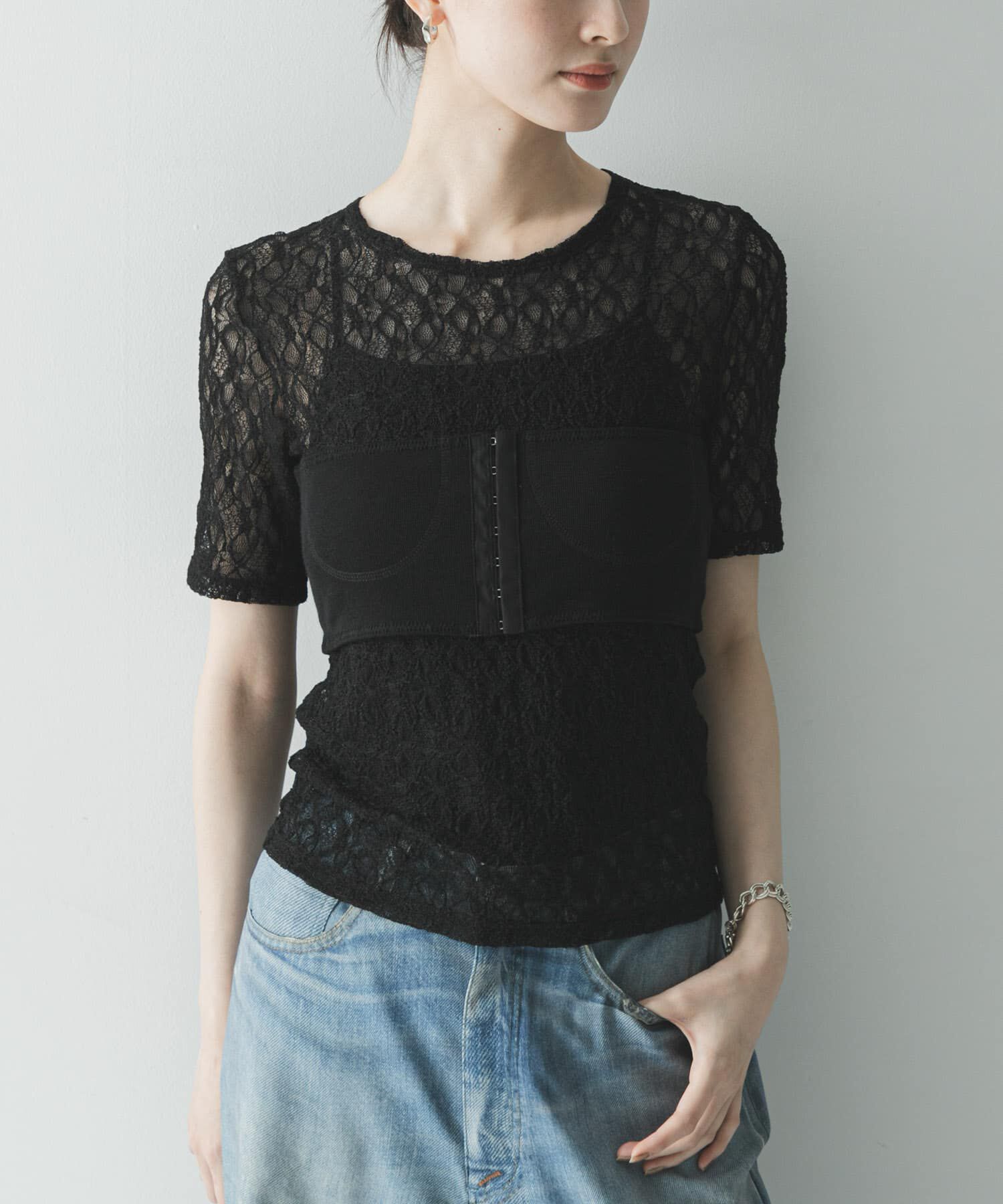 URBAN RESEARCH「ストレッチレースコンパクトTシャツ」|Tシャツ・カットソー|