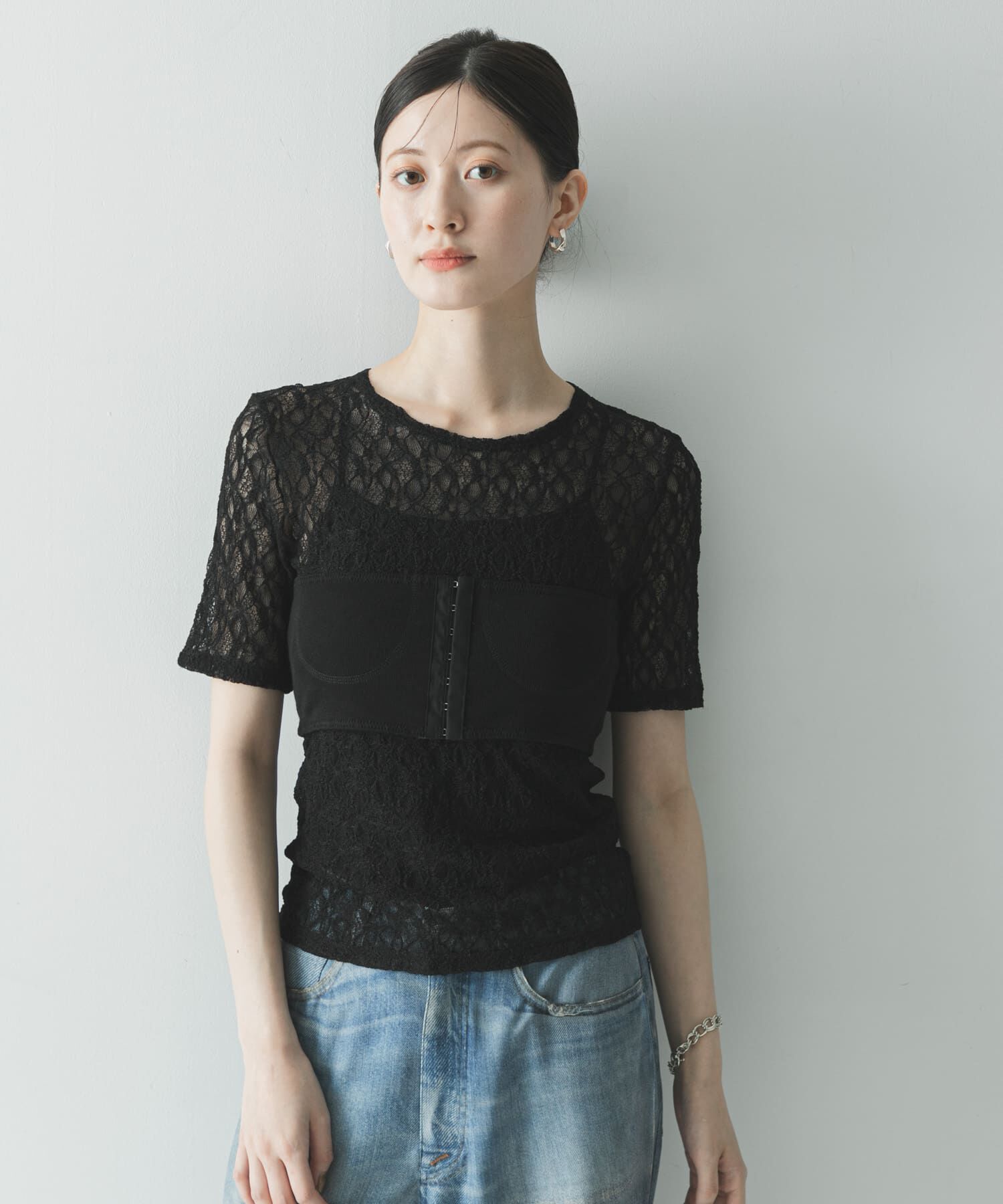 URBAN RESEARCH「ストレッチレースコンパクトTシャツ」|Tシャツ・カットソー|