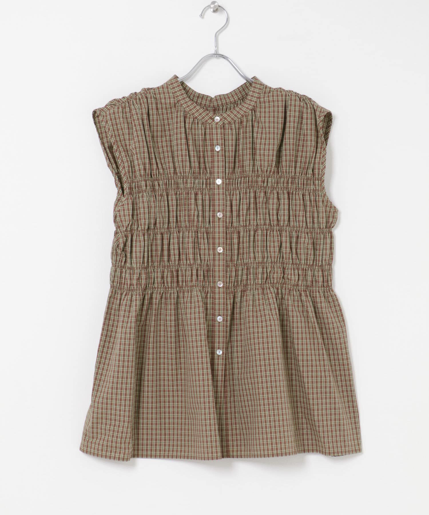 URBAN RESEARCH ROSSO「CHIGNON　チェックシャーリングフレンチブラウス」|シャツ・ブラウス|