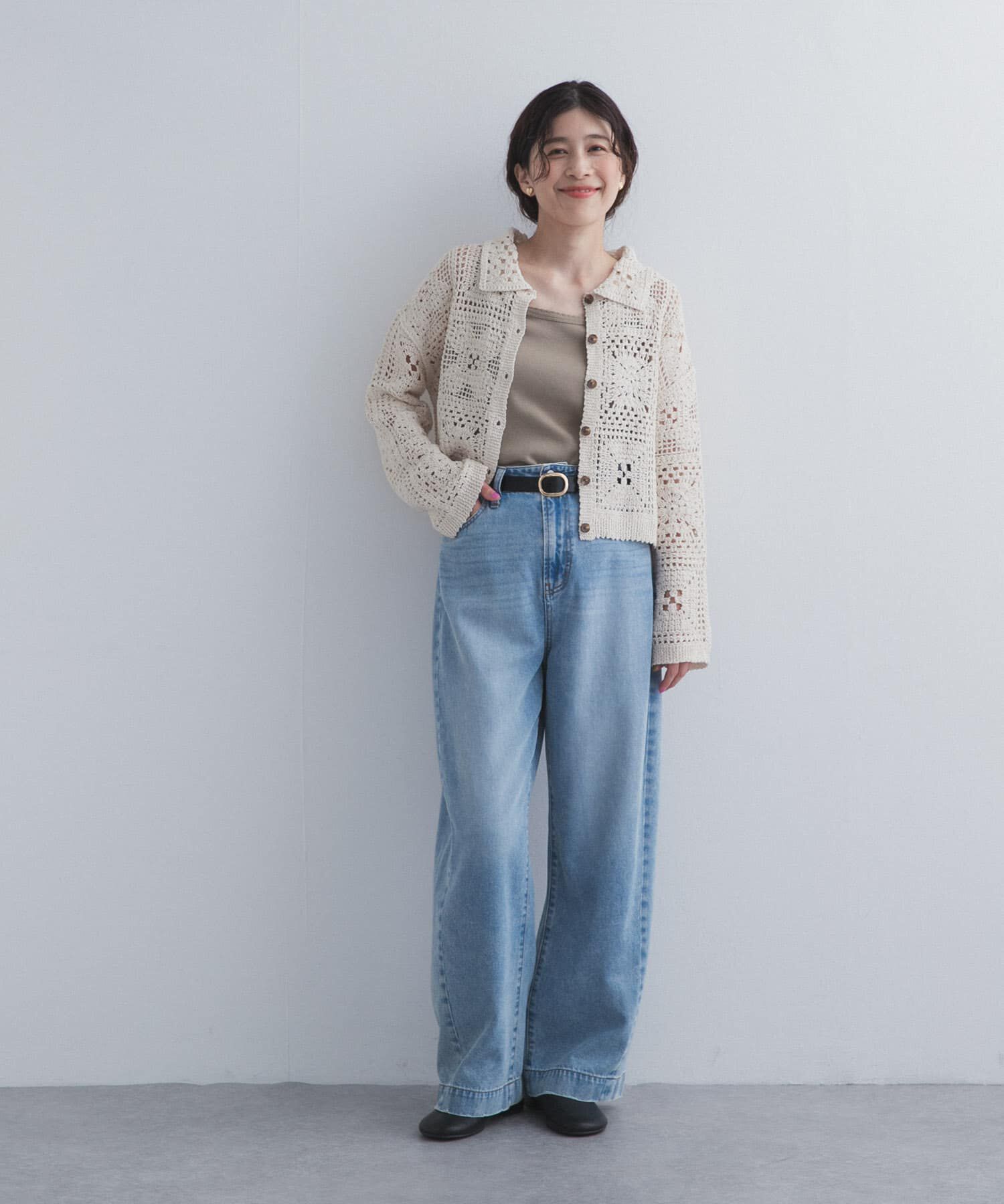 URBAN RESEARCH DOORS「衿付きクロシェカーディガン」|カーディガン|