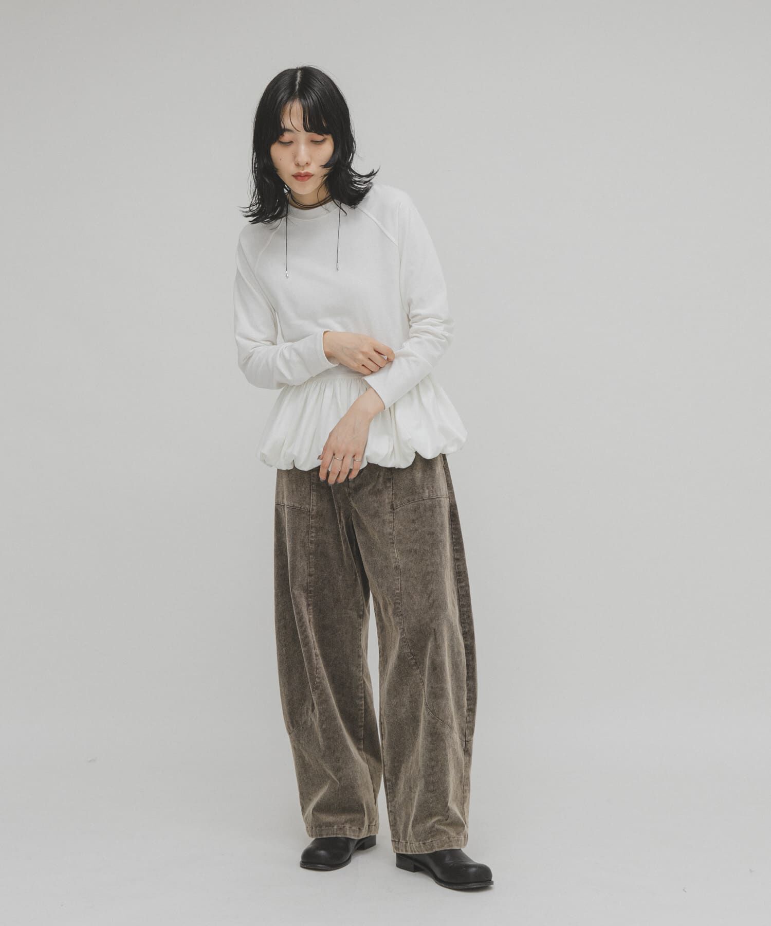  「ピーチスキンバブルヘムトップス」|Tシャツ・カットソー|