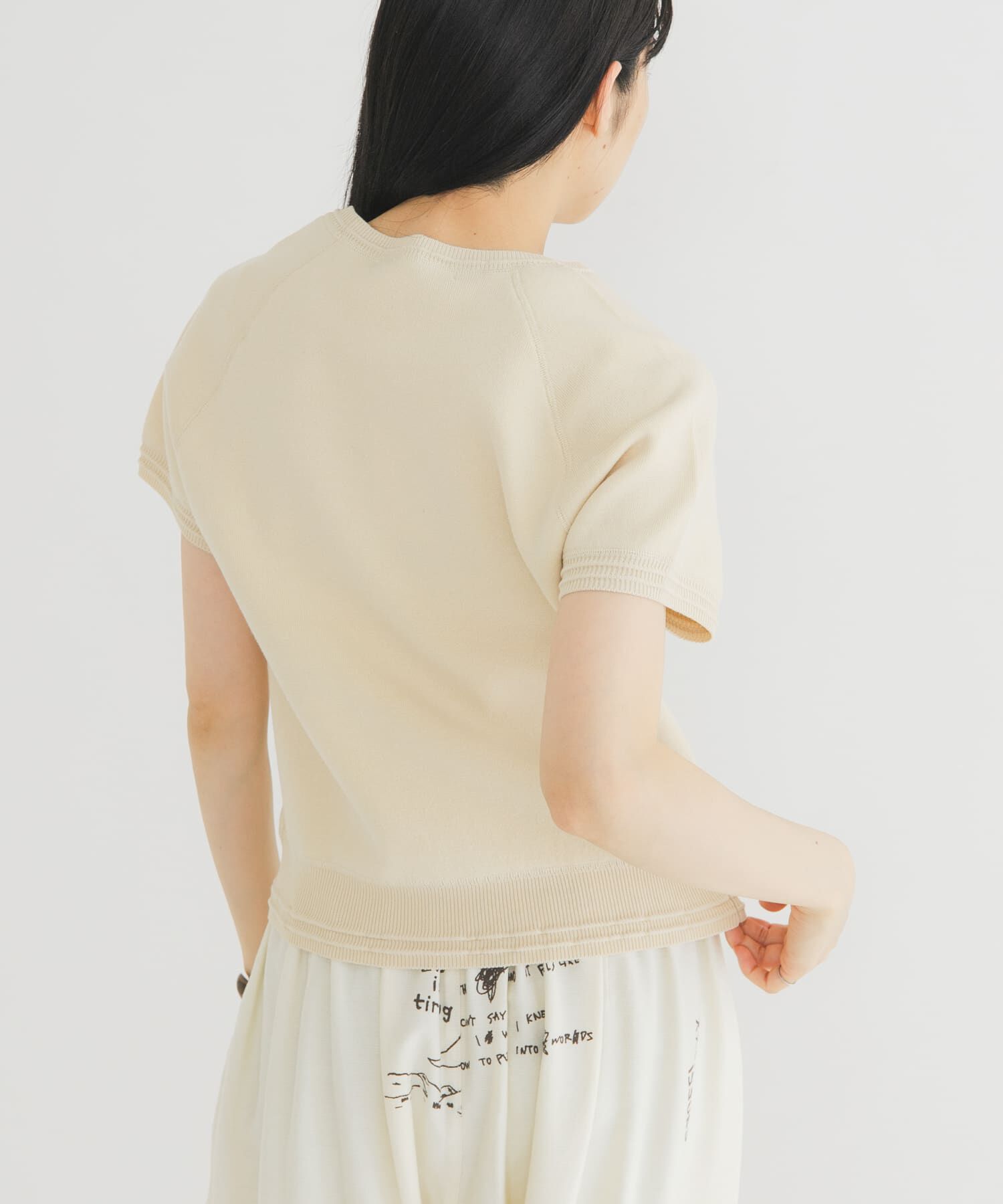  「スウェットライクフレンチスリーブニット」|ニット・セーター|ベージュ系その他