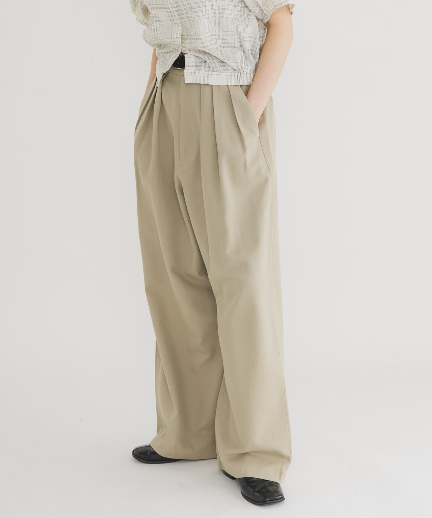  「タックWIDEパンツ」|その他|ベージュ系その他