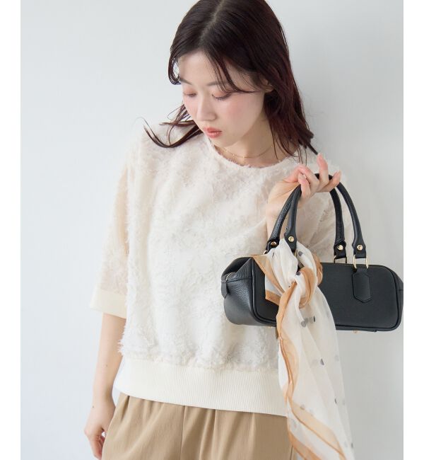  「《WEB限定》ジャガードクルーネックブラウス」|シャツ・ブラウス|