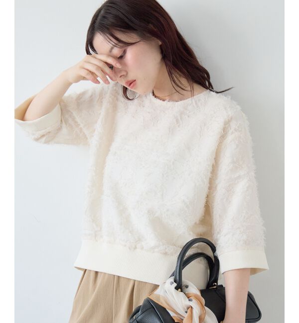  「《WEB限定》ジャガードクルーネックブラウス」|シャツ・ブラウス|