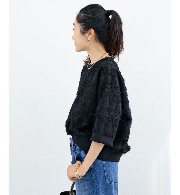  「《WEB限定》ジャガードクルーネックブラウス」|シャツ・ブラウス|